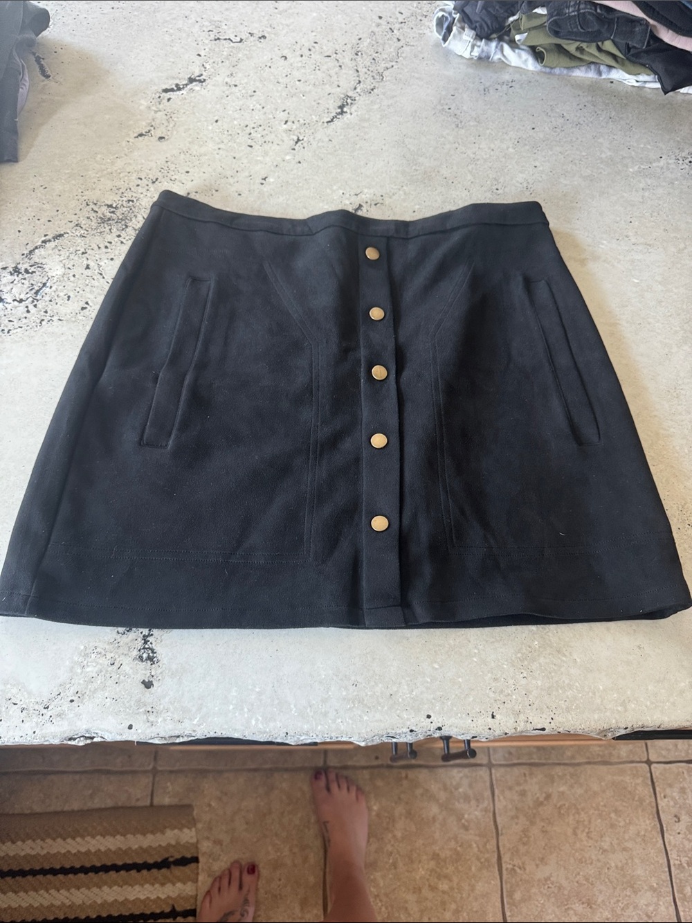 Black Button-Front Women’s Mini Skirt